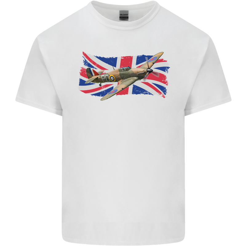 Hawker Hurricane with the Union Jack Kids T-Shirt Childrens White