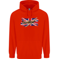 Hawker Hurricane with the Union Jack Mens 80% Cotton Hoodie Bright Red