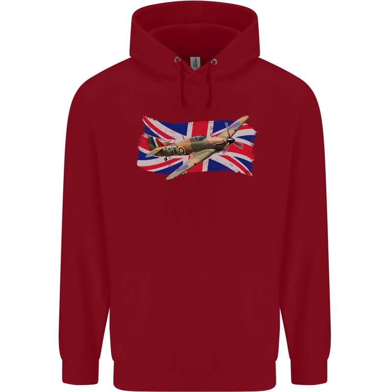 Hawker Hurricane with the Union Jack Mens 80% Cotton Hoodie Red