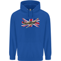 Hawker Hurricane with the Union Jack Mens 80% Cotton Hoodie Royal Blue