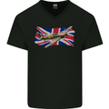Hawker Hurricane with the Union Jack Mens V-Neck Cotton T-Shirt Black