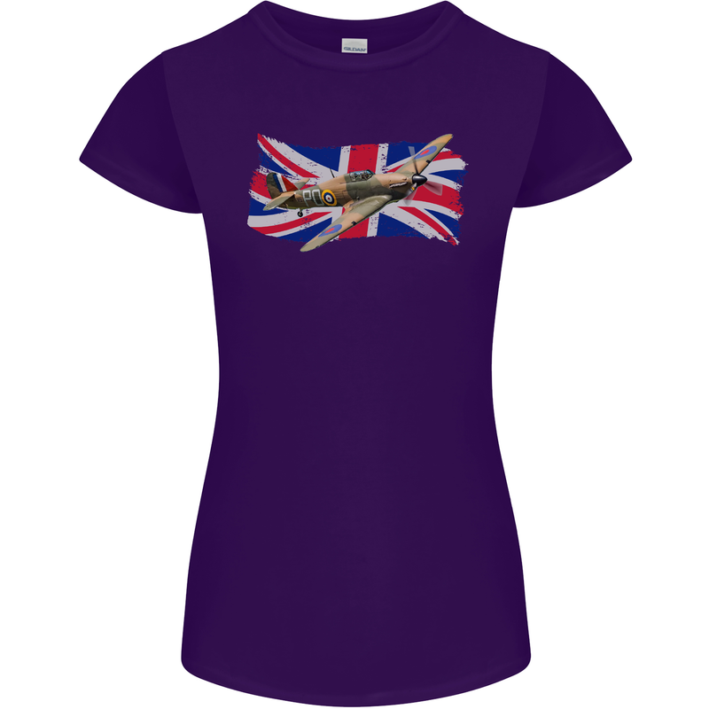 Hawker Hurricane with the Union Jack Womens Petite Cut T-Shirt Purple