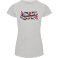 Hawker Hurricane with the Union Jack Womens Petite Cut T-Shirt Sports Grey