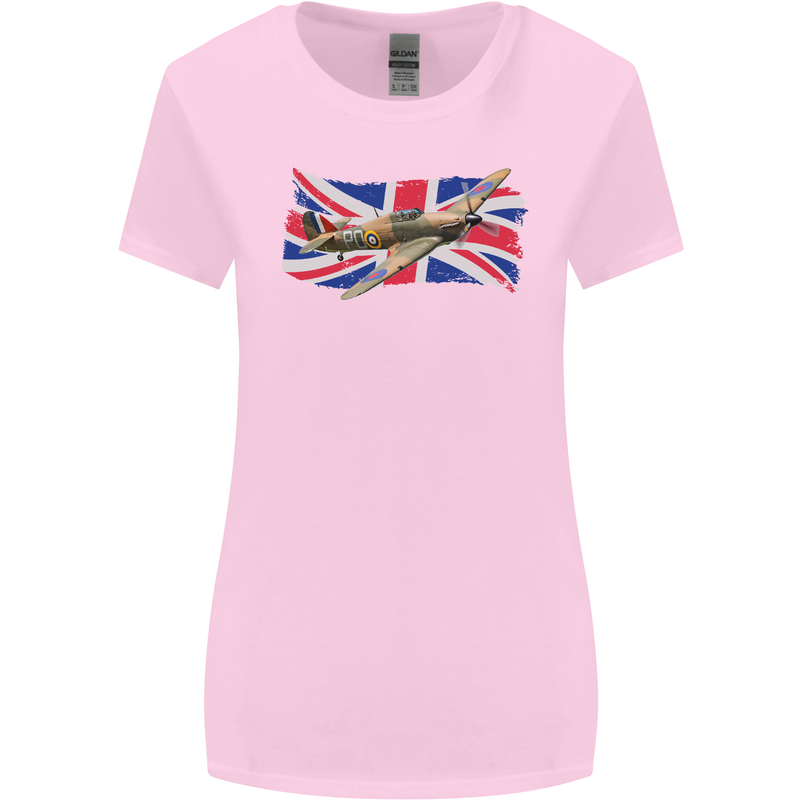 Hawker Hurricane with the Union Jack Womens Wider Cut T-Shirt Light Pink