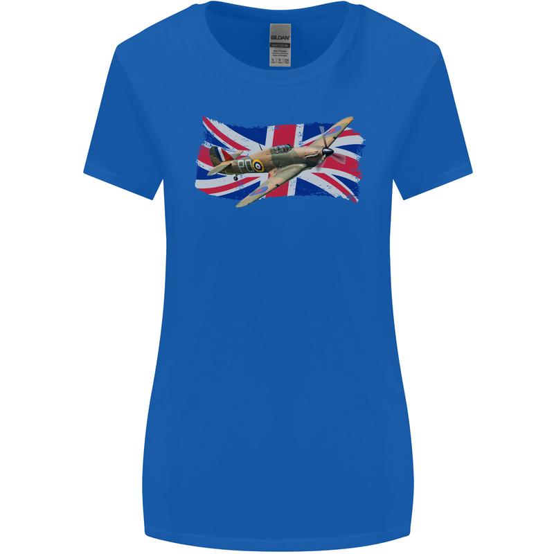 Hawker Hurricane with the Union Jack Womens Wider Cut T-Shirt Royal Blue