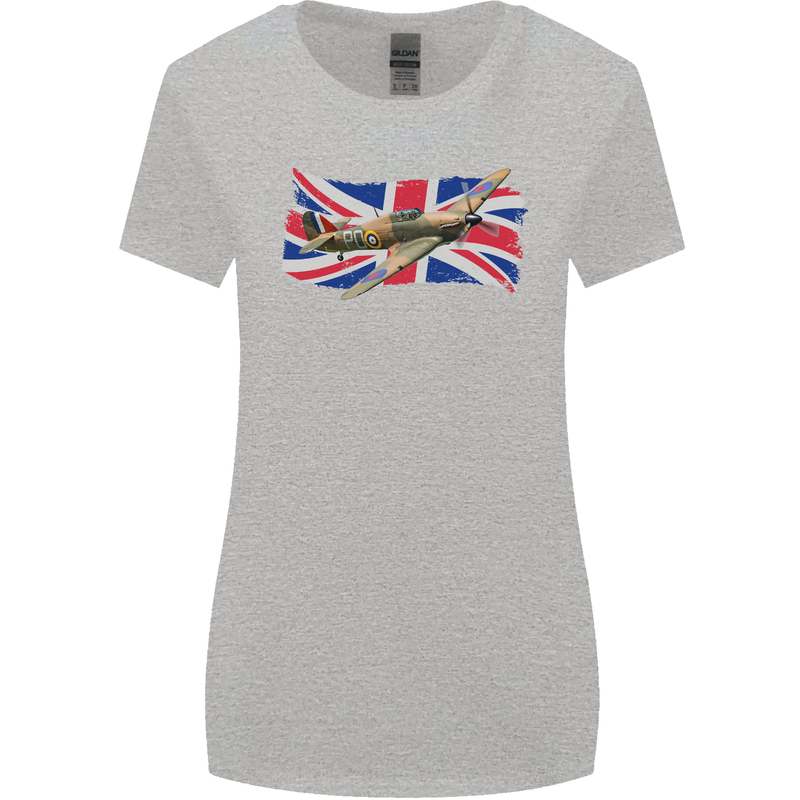 Hawker Hurricane with the Union Jack Womens Wider Cut T-Shirt Sports Grey