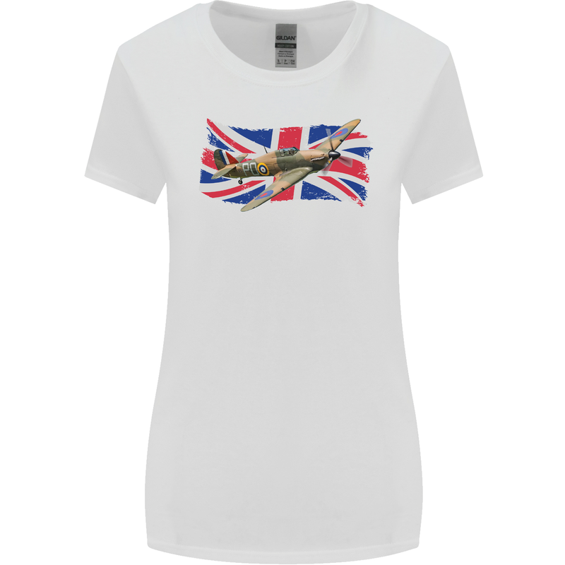 Hawker Hurricane with the Union Jack Womens Wider Cut T-Shirt White