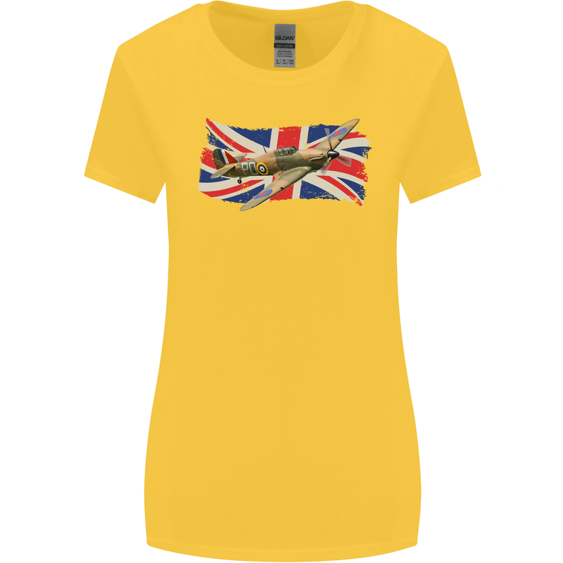 Hawker Hurricane with the Union Jack Womens Wider Cut T-Shirt Yellow