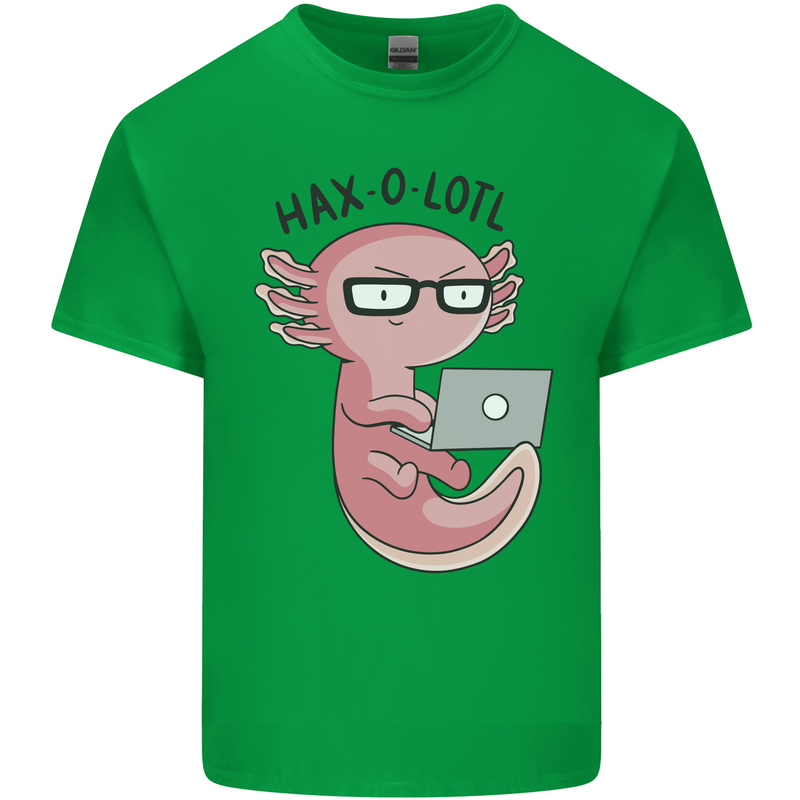 Haxolotl Computer Hacking Axolotl Mens Cotton T-Shirt Tee Top Irish Green