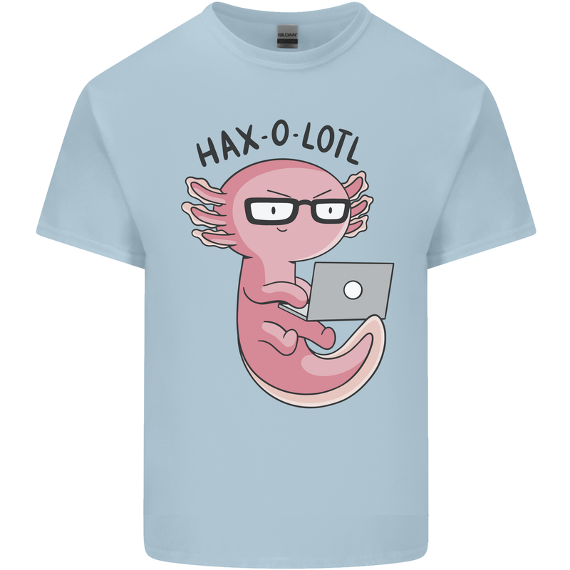 Haxolotl Computer Hacking Axolotl Mens Cotton T-Shirt Tee Top Light Blue