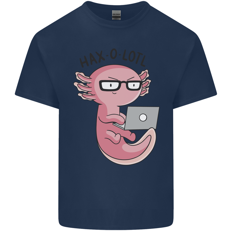 Haxolotl Computer Hacking Axolotl Mens Cotton T-Shirt Tee Top Navy Blue