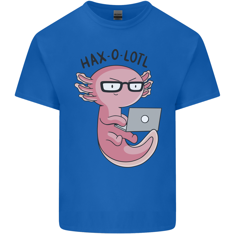 Haxolotl Computer Hacking Axolotl Mens Cotton T-Shirt Tee Top Royal Blue