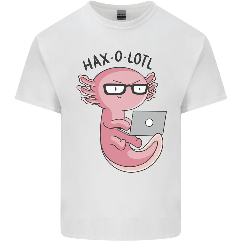 Haxolotl Computer Hacking Axolotl Mens Cotton T-Shirt Tee Top White