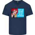 He's out on His Motorbike Biker Motorcycle Mens V-Neck Cotton T-Shirt Navy Blue