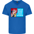 He's out on His Motorbike Biker Motorcycle Mens V-Neck Cotton T-Shirt Royal Blue
