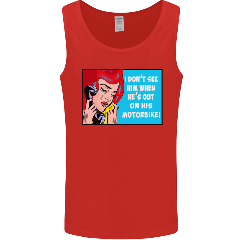 He's out on His Motorbike Biker Motorcycle Mens Vest Tank Top Red