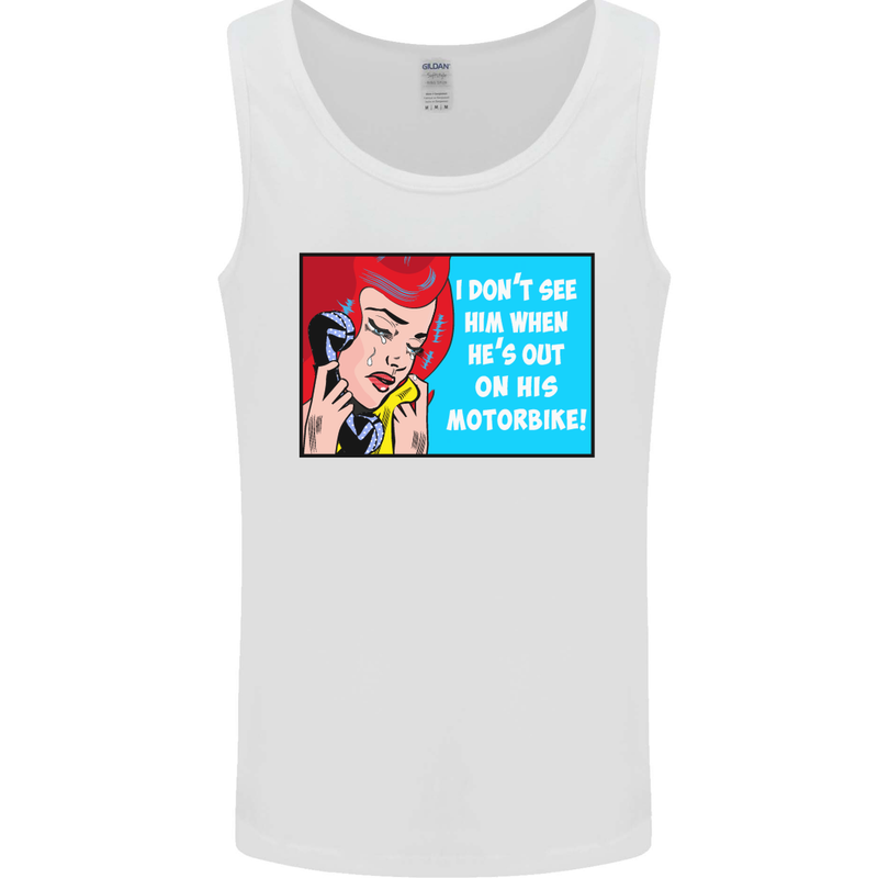 He's out on His Motorbike Biker Motorcycle Mens Vest Tank Top White