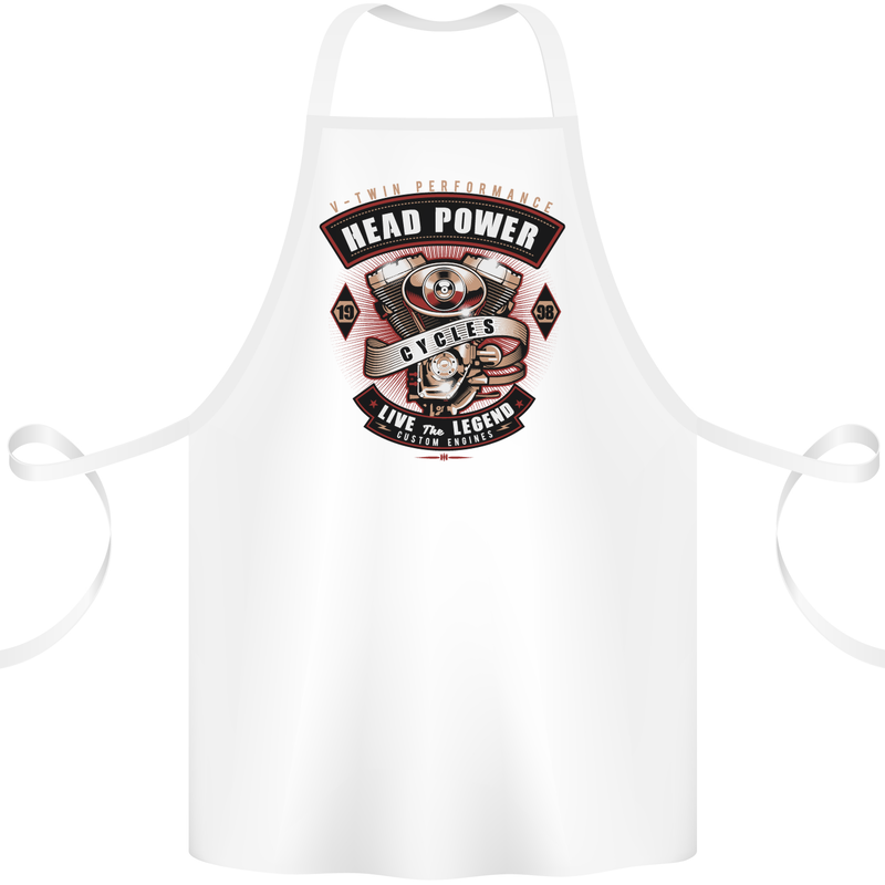 Head Power Motorcycle Motorbike Biker Cotton Apron 100% Organic White