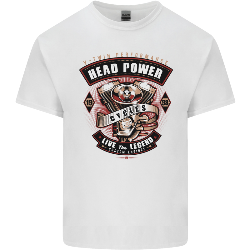 Head Power Motorcycle Motorbike Biker Mens Cotton T-Shirt Tee Top White