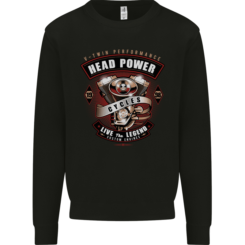 Head Power Motorcycle Motorbike Biker Mens Sweatshirt Jumper Black