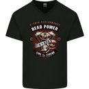 Head Power Motorcycle Motorbike Biker Mens V-Neck Cotton T-Shirt Black