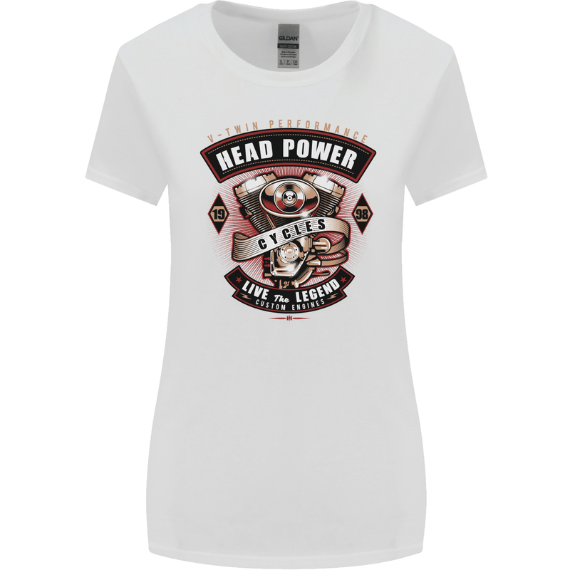 Head Power Motorcycle Motorbike Biker Womens Wider Cut T-Shirt White