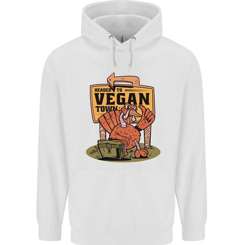 Heading to Vegan Town Funny Turkey Childrens Kids Hoodie White