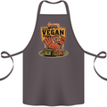 Heading to Vegan Town Funny Turkey Cotton Apron 100% Organic Dark Grey