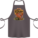 Heading to Vegan Town Funny Turkey Cotton Apron 100% Organic Dark Grey
