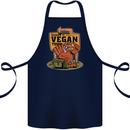 Heading to Vegan Town Funny Turkey Cotton Apron 100% Organic Navy Blue