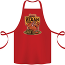 Heading to Vegan Town Funny Turkey Cotton Apron 100% Organic Red