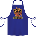 Heading to Vegan Town Funny Turkey Cotton Apron 100% Organic Royal Blue