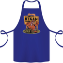 Heading to Vegan Town Funny Turkey Cotton Apron 100% Organic Royal Blue