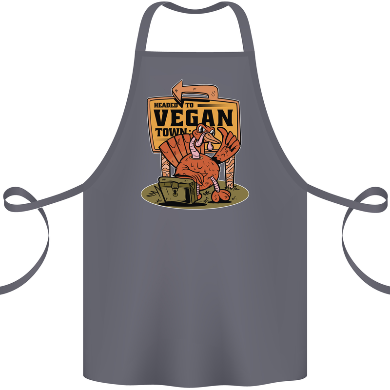 Heading to Vegan Town Funny Turkey Cotton Apron 100% Organic Steel
