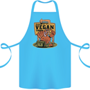 Heading to Vegan Town Funny Turkey Cotton Apron 100% Organic Turquoise