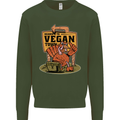 Heading to Vegan Town Funny Turkey Kids Sweatshirt Jumper Forest Green