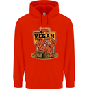 Heading to Vegan Town Funny Turkey Mens 80% Cotton Hoodie Bright Red