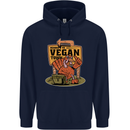 Heading to Vegan Town Funny Turkey Mens 80% Cotton Hoodie Navy Blue