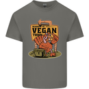 Heading to Vegan Town Funny Turkey Mens Cotton T-Shirt Tee Top Charcoal