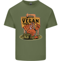 Heading to Vegan Town Funny Turkey Mens Cotton T-Shirt Tee Top Military Green