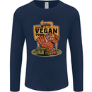Heading to Vegan Town Funny Turkey Mens Long Sleeve T-Shirt Navy Blue