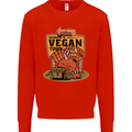 Heading to Vegan Town Funny Turkey Mens Sweatshirt Jumper Bright Red