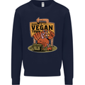 Heading to Vegan Town Funny Turkey Mens Sweatshirt Jumper Navy Blue