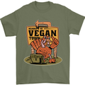 Heading to Vegan Town Funny Turkey Mens T-Shirt 100% Cotton Military Green