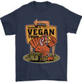 Heading to Vegan Town Funny Turkey Mens T-Shirt 100% Cotton Navy Blue