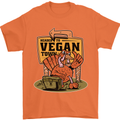Heading to Vegan Town Funny Turkey Mens T-Shirt 100% Cotton Orange
