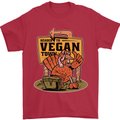 Heading to Vegan Town Funny Turkey Mens T-Shirt 100% Cotton Red