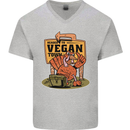 Heading to Vegan Town Funny Turkey Mens V-Neck Cotton T-Shirt Sports Grey