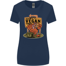 Heading to Vegan Town Funny Turkey Womens Wider Cut T-Shirt Navy Blue