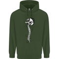 Headphone Wearing Skull Spine Childrens Kids Hoodie Forest Green